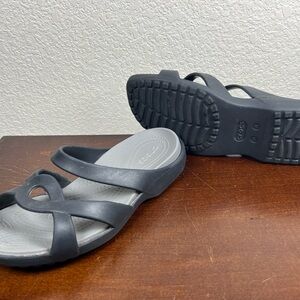 CROCS Black Strappy Slides